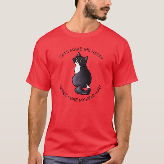 KiniArt Tuxedo Kitty Cat恋人Tシャツ Tシャツ (正面)