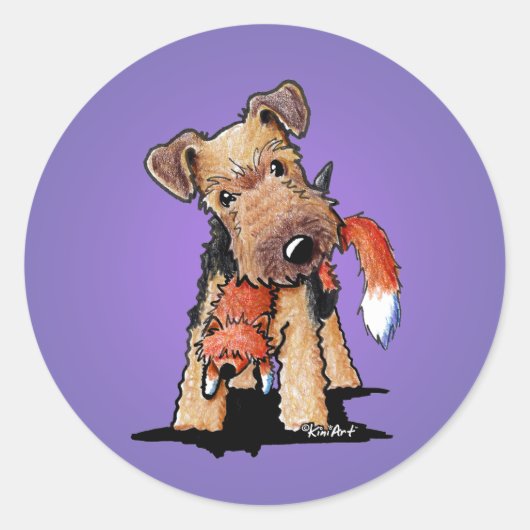 KiniArt Welsh Terrier Roundステッカー ラウンドシール (正面)