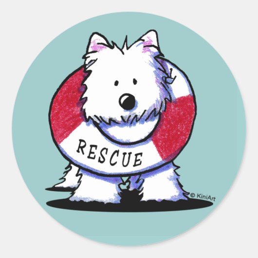 KiniArt WESTIEレスキューSTICKERS ラウンドシール (正面)