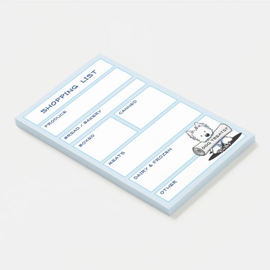 KiniArt Westie食料品店リストの投稿 ポストイット (アングル)