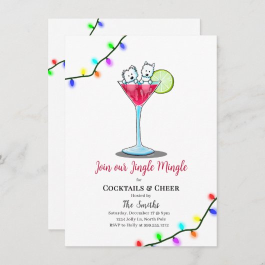 KiniArt Westie Christmas Party Invitations  (正面/裏面)
