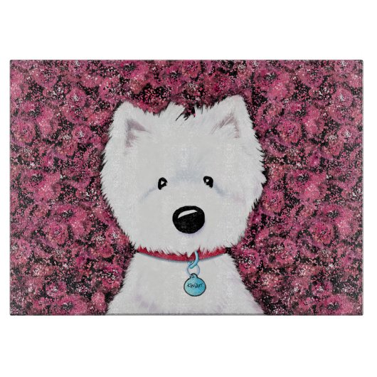 KiniArt Westie Floral Impressions カッティングボード (正面)