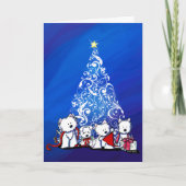 KiniArt Westie Terriers Christmas Card カード (正面)