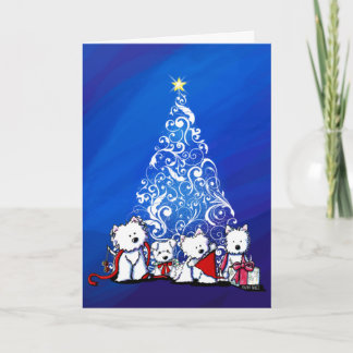 KiniArt Westie Terriers Christmas Card カード
