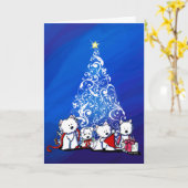 KiniArt Westie Terriers Christmas Card カード (黄色い花)