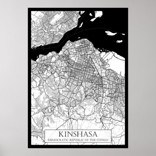 Kinshasa DR Congo Map ポスター (正面)