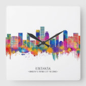 Kinshasa DR Congo Skyline スクエア壁時計 (正面)