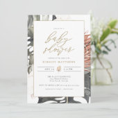 KINSLEYボホテラコッタトロピカルパーム赤ちゃんシャワー 招待状 (スタンド正面)