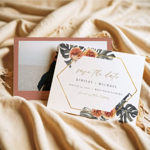 KINSLEY Boho Terracotta写真Save the Date Invite 招待状