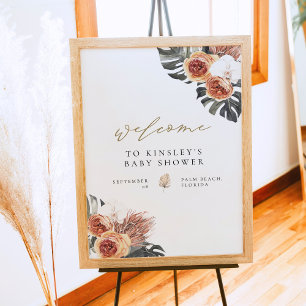 KINSLEY Boho Terracotta Baby Shower Welcome Poster ポスター