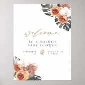 KINSLEY Boho Terracotta Baby Shower Welcome Poster ポスター (正面)