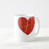 Kintsugi Art Kintsukuroi Heart Japan Wabi Sabi コーヒーマグカップ (正面右)