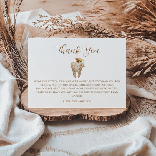 Kintsugi Floral Tooth Graduation Party サンキューカード