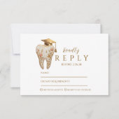 Kintsugi Floral Tooth Graduation Party 出欠カード (正面)