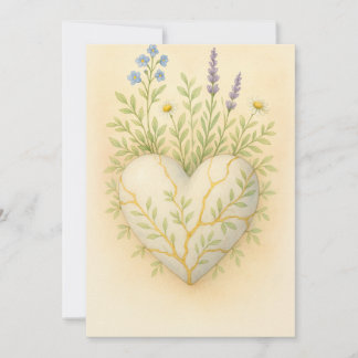 Kintsugi Wildflower Heart Watercolor サンキューカード