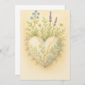 Kintsugi Wildflower Heart Watercolor サンキューカード (正面/裏面)