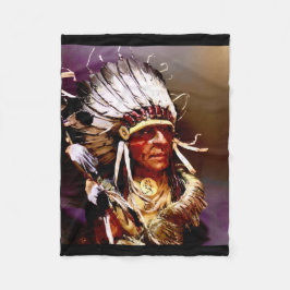 "Kiowa Chief" original art フリースブランケット