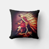 "Kiowa Chief" original art Throw Pillow クッション (正面)