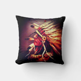 "Kiowa Chief" original art Throw Pillow クッション
