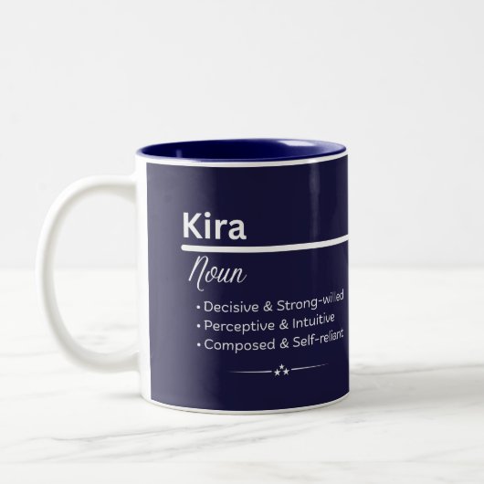 Kira オリジナルネーム入りコーヒーマグ ツートーンマグカップ (左)