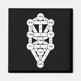 Kircher Tree of Life in Hebrew on Black マグネット