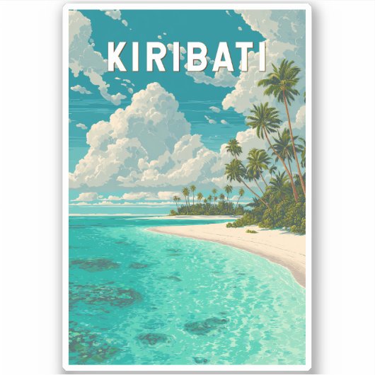 Kiribati Illustration Travel Art Vintage シール (正面)