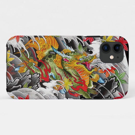 Kirinの日本のな入れ墨の芸術の水彩画の絵画 Case-Mate iPhoneケース (裏面(横))