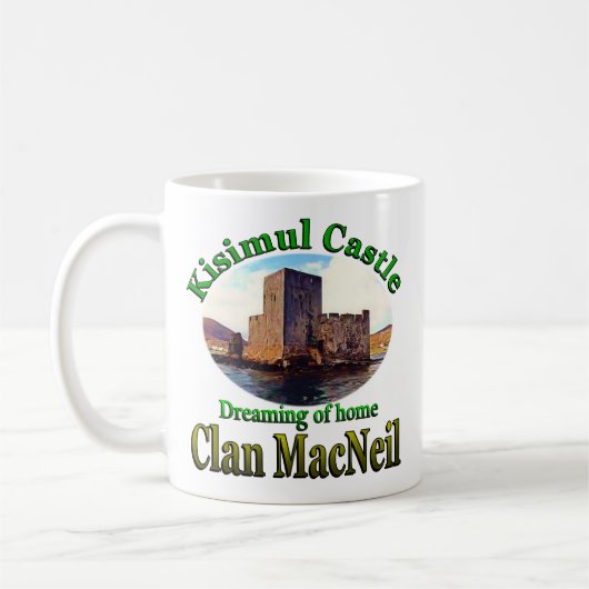 Kisimulの家の城Barraの夢を見る一族MacNeil コーヒーマグカップ (左)
