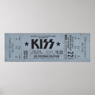 KISSコンサートチケット - ビンテージロック壁アートプリント ポスター