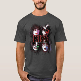 KISSバンド全メンバー顔ブラシ効果 Tシャツ