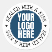 Kissマークのビジネス用ロゴ写真 ラウンドシール (正面)
