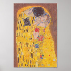 Kiss and cat Gustav Klimt ポスター