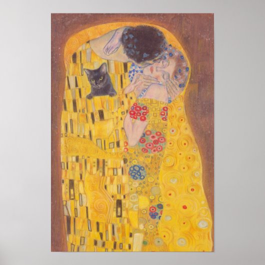 Kiss and cat Gustav Klimt ポスター (正面)