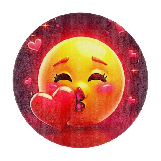 Kiss Emoji: Love and Hearts Art カッティングボード (正面)