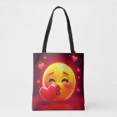 Kiss Emoji: Love and Hearts Art トートバッグ (正面)