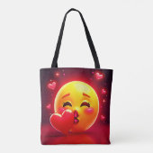 Kiss Emoji: Love and Hearts Art トートバッグ (裏面)