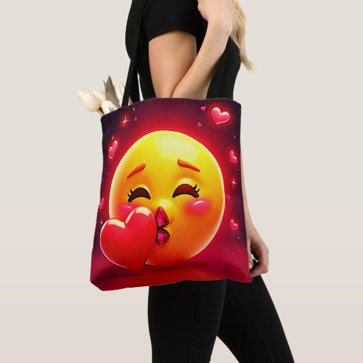Kiss Emoji: Love and Hearts Art トートバッグ (クローズアップ)