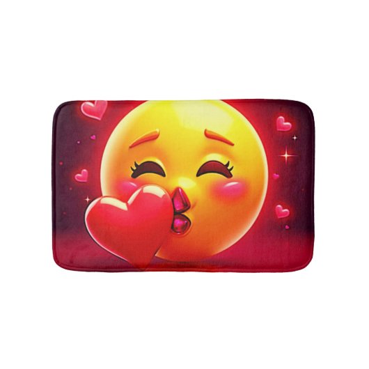 Kiss Emoji: Love and Hearts Art バスマット (正面)