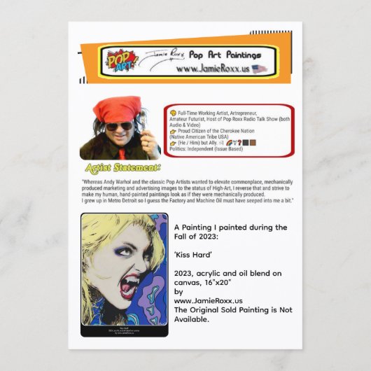 ‘Kiss Hard’ Painting on a Small-Scale Print 招待状 (裏面)