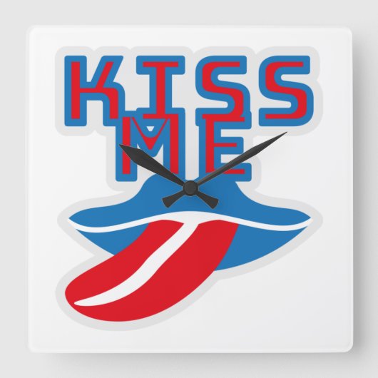 Kiss me / Besame Pixelat by Masanser スクエア壁時計 (正面)