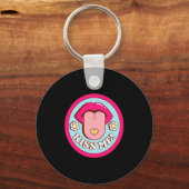Kiss Me Flower Tongue Out Valentines Day Womens Me キーホルダー (正面)