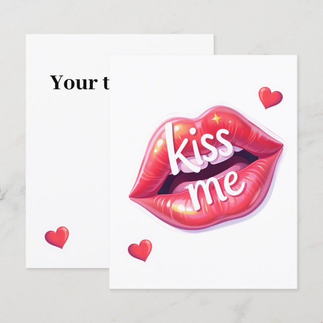 Kiss Me Glossy Red Lips Art Illustration (正面/裏面)