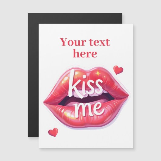 Kiss Me Glossy Red Lips Art Illustration (正面/裏面)