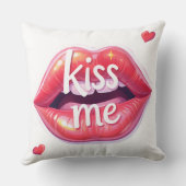Kiss Me Glossy Red Lips Art Illustration クッション (裏面)