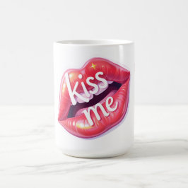 Kiss Me Glossy Red Lips Art Illustration コーヒーマグカップ