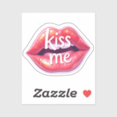 Kiss Me Glossy Red Lips Art Illustration シール (シート)