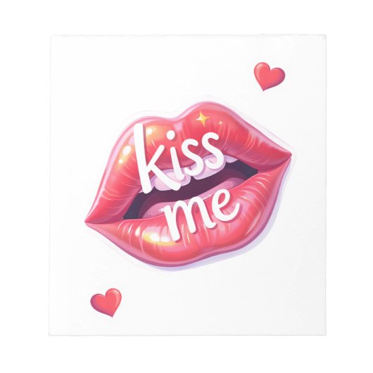Kiss Me Glossy Red Lips Art Illustration ノートパッド (正面)