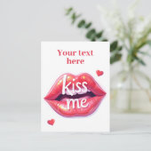 Kiss Me Glossy Red Lips Art Illustration ポストカード (スタンド正面)