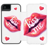 Kiss Me Glossy Red Lips Art Illustration Incipio iPhoneウォレットケース (フォリオ Open)