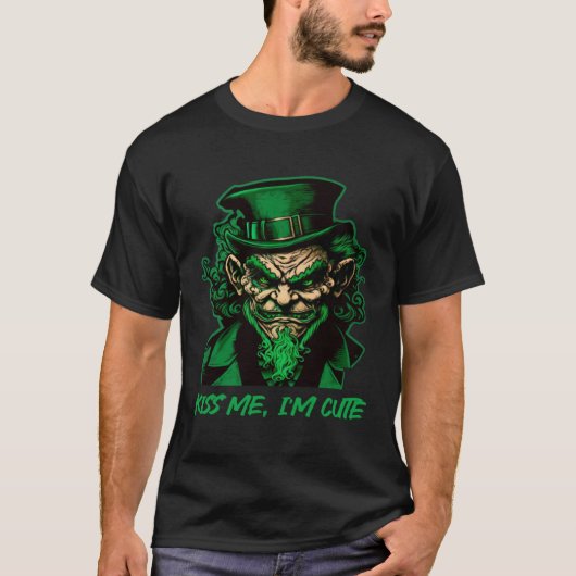Kiss Me I m Cute Kobold St Patricks Day Irish Lepr Tシャツ (正面)
